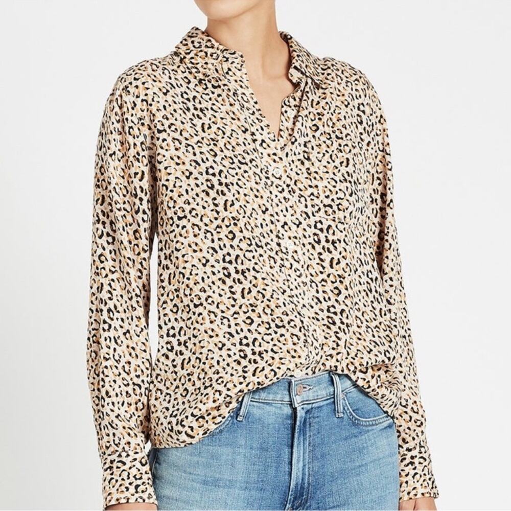 Current Elliott The Derby Shirt in Gold Leopard NWT